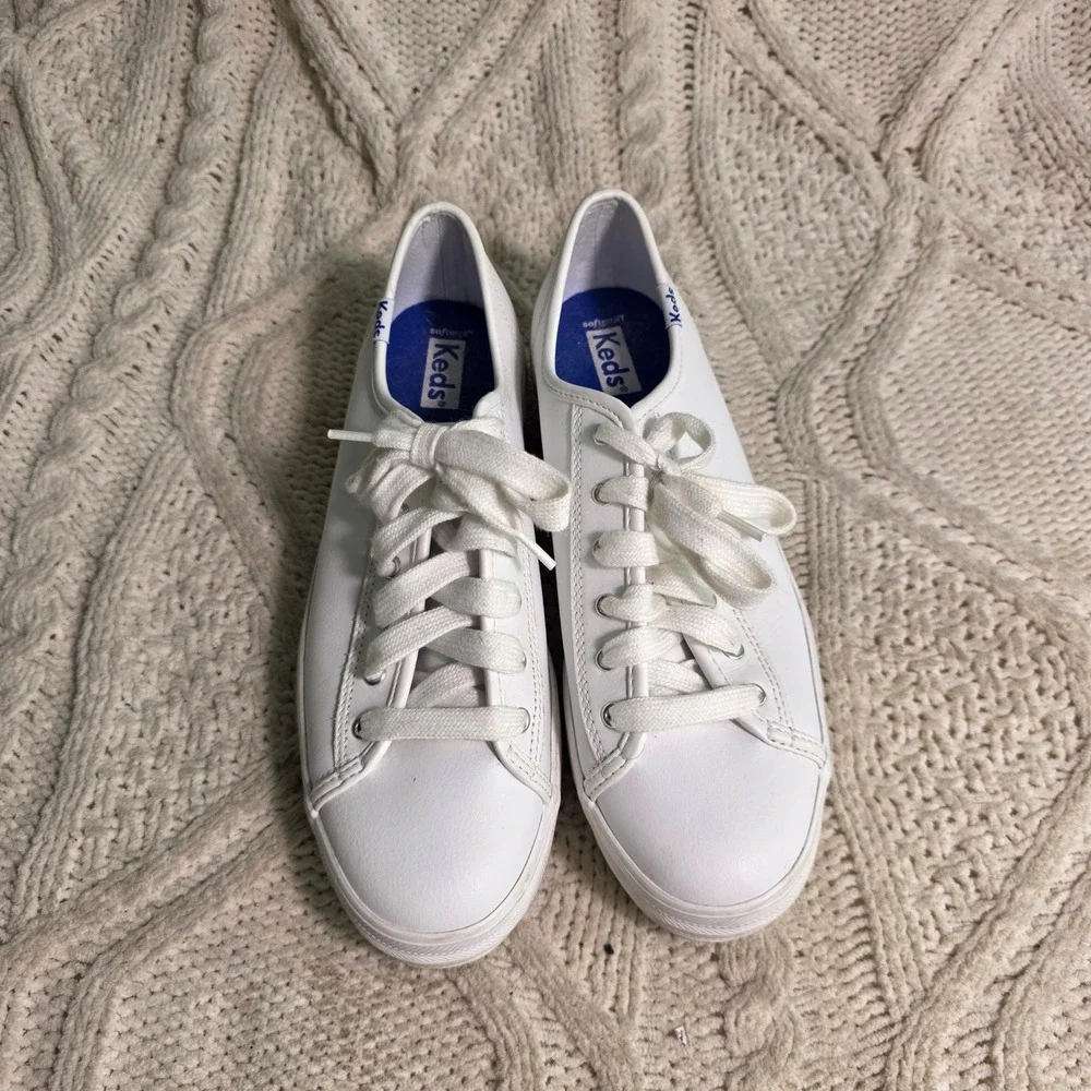 Keds Triple Kick Sneaker White Leather Platform‎ Womens 8.5 Excellent